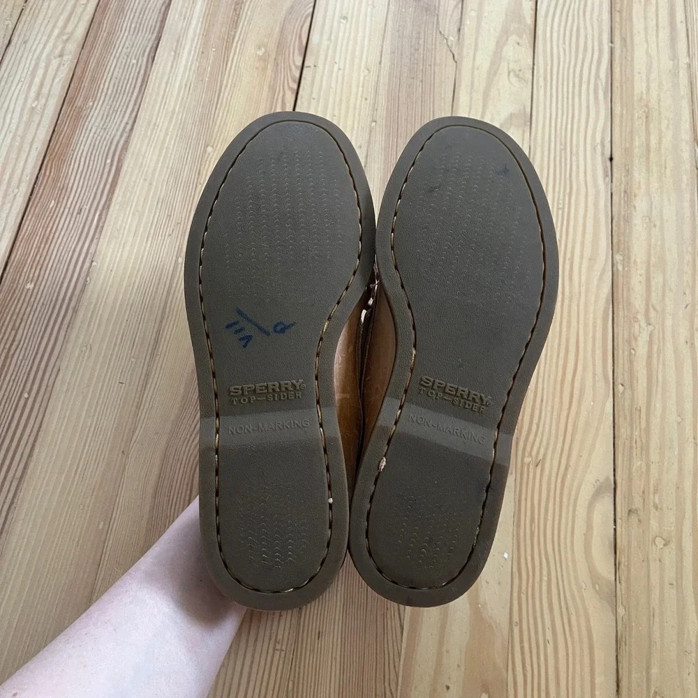 Sperry Top-Sider Authentic Original Tan Leather Boat Shoe Mens 5M 0197640 preppy